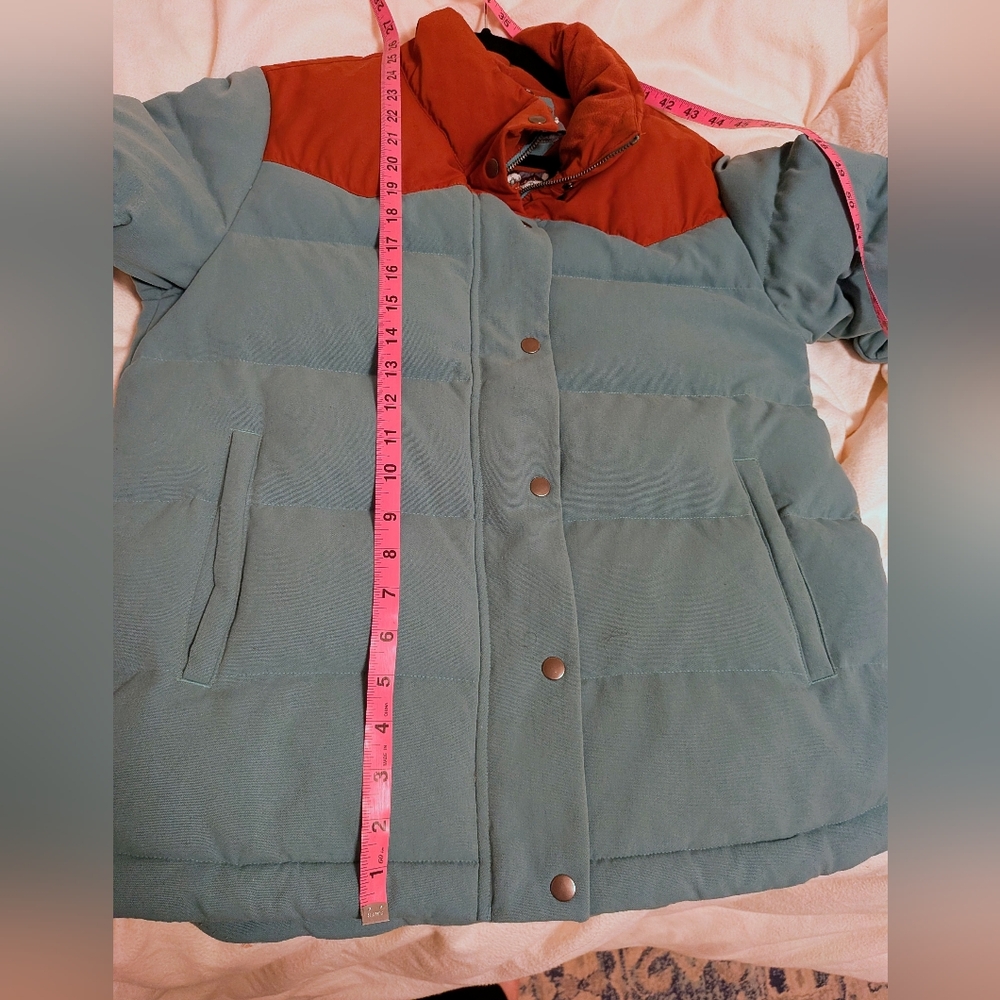 Women's Patagonia Bivy Down Coat Jacket Size Medium Blue Mushroom Puffer - Picture 15 of 16
